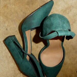 ASOS LADIES DARK GREEN SMART BLOCK HEEL SHOES UK SIZE 5